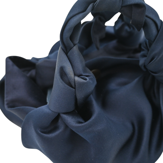 Ascot Navy Satin Top Handle Bag