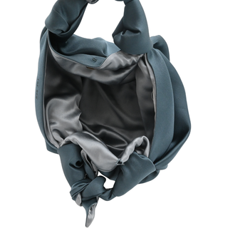 Ascot Dark Teal Satin Top Handle Bag