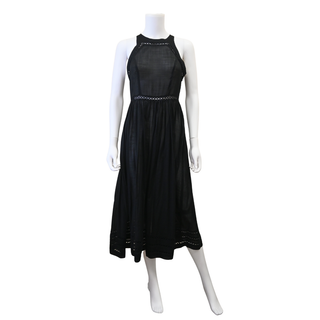 Black Eyelet Cotton Midi Dress