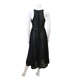 Black Eyelet Cotton Midi Dress