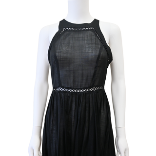 Black Eyelet Cotton Midi Dress
