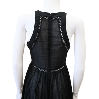 Black Eyelet Cotton Midi Dress