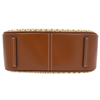 Woven Raffia Leather Trim Convertible Shoulder Bag
