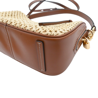 Woven Raffia Leather Trim Convertible Shoulder Bag