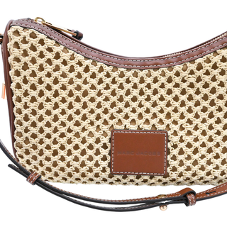 Woven Raffia Leather Trim Convertible Shoulder Bag