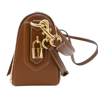 Woven Raffia Leather Trim Convertible Shoulder Bag