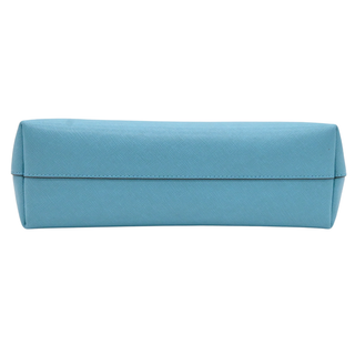 Light Blue Saffiano Leather Zip Top Tote Bag