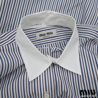 Striped Logo Embroidered Cotton Poplin Shirt