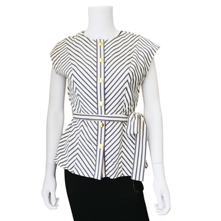 Paneled Striped Twill Top