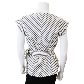 Paneled Striped Twill Top