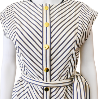 Paneled Striped Twill Top