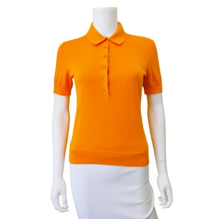 Orange Silk-Blend Polo Shirt