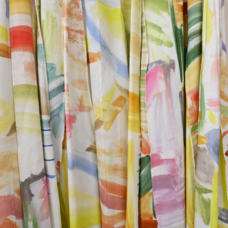 Multicolor Abstract Print Pleated Midi Skirt