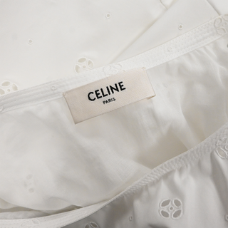 CELINE | White Floral Eyelet Cotton Tiered Maxi Skirt