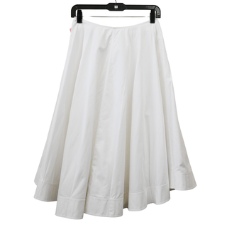 LOEWE | White Anagram Embroidered Cotton A-Line Midi Skirt