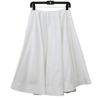 LOEWE | White Anagram Embroidered Cotton A-Line Midi Skirt