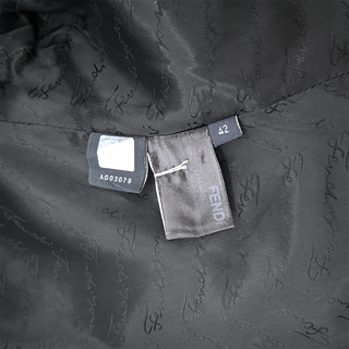 FENDI | Black Pinstripe Wool Peplum Blazer Jacket