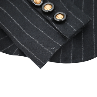FENDI | Black Pinstripe Wool Peplum Blazer Jacket