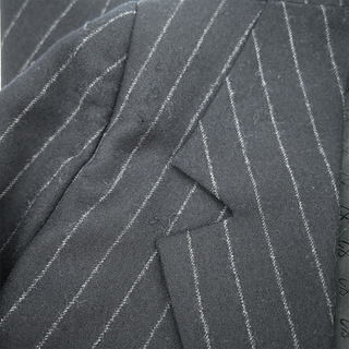 FENDI | Black Pinstripe Wool Peplum Blazer Jacket