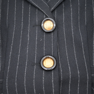 FENDI | Black Pinstripe Wool Peplum Blazer Jacket