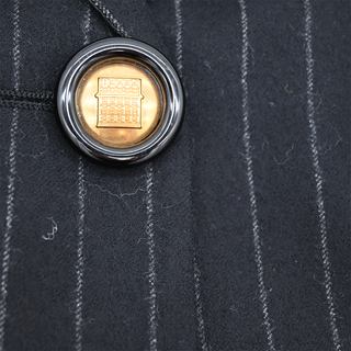 FENDI | Black Pinstripe Wool Peplum Blazer Jacket