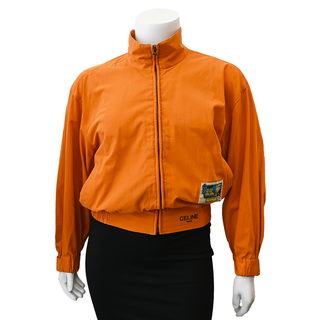 CELINE | Orange "Voile La Mer" Cropped Zip Bomber Jacket