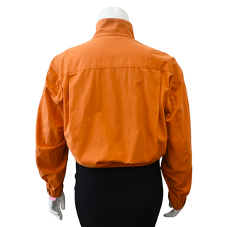 CELINE | Orange "Voile La Mer" Cropped Zip Bomber Jacket