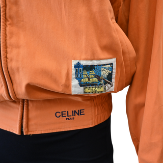 CELINE | Orange "Voile La Mer" Cropped Zip Bomber Jacket