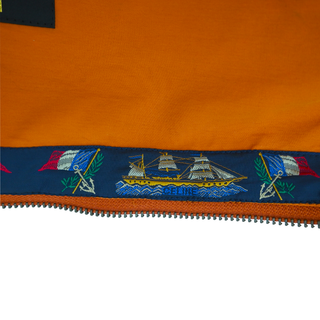 CELINE | Orange "Voile La Mer" Cropped Zip Bomber Jacket