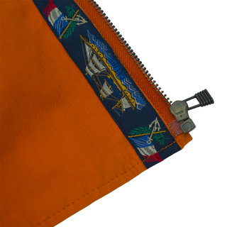 CELINE | Orange "Voile La Mer" Cropped Zip Bomber Jacket