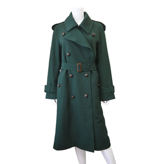 BURBERRY | Dark Green Double-Breasted Trench Coat