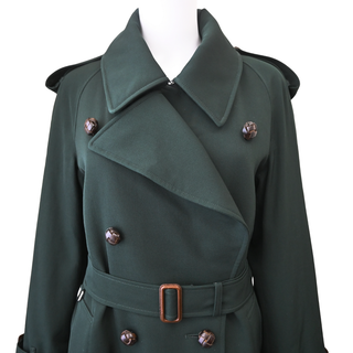 BURBERRY | Dark Green Double-Breasted Trench Coat