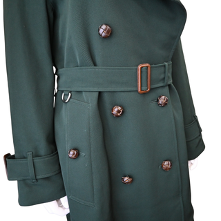 BURBERRY | Dark Green Double-Breasted Trench Coat