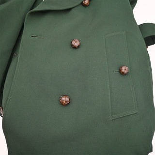 BURBERRY | Dark Green Double-Breasted Trench Coat