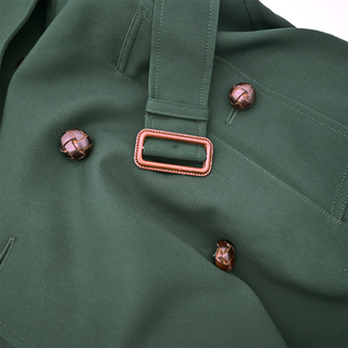 BURBERRY | Dark Green Double-Breasted Trench Coat
