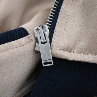 SAINT LAURENT | Colorblock Zip-Front Track Bomber Jacket