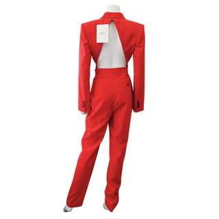 ALEXANDER MCQUEEN | Lust Red Cut-Out Wool Blazer Jumpsuit