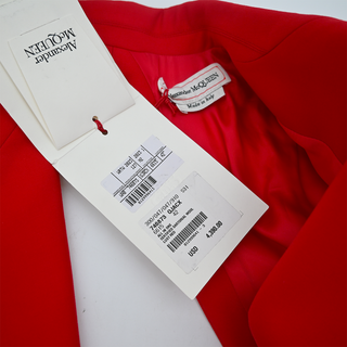 ALEXANDER MCQUEEN | Lust Red Cut-Out Wool Blazer Jumpsuit