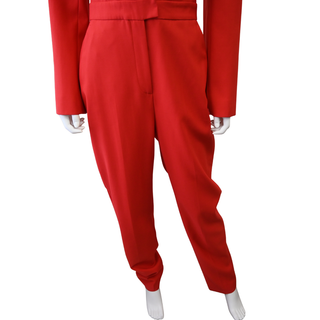 ALEXANDER MCQUEEN | Lust Red Cut-Out Wool Blazer Jumpsuit