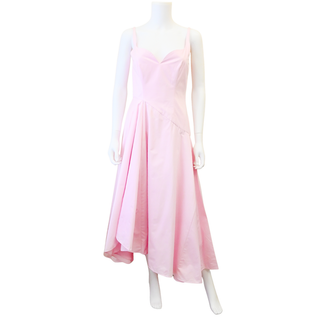 ALEXANDER MCQUEEN | Ice Pink Asymmetric Poplin Midi Dress