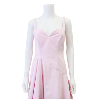 ALEXANDER MCQUEEN | Ice Pink Asymmetric Poplin Midi Dress