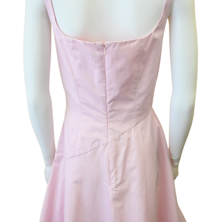ALEXANDER MCQUEEN | Ice Pink Asymmetric Poplin Midi Dress