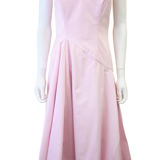ALEXANDER MCQUEEN | Ice Pink Asymmetric Poplin Midi Dress