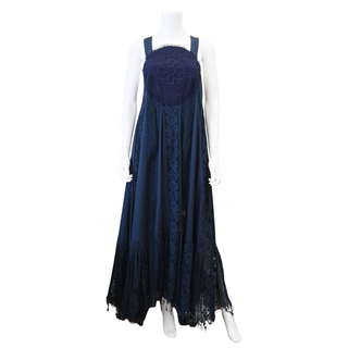 LOEWE | Navy Blue Lace Poplin Dress