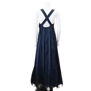 LOEWE | Navy Blue Lace Poplin Dress