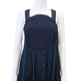 LOEWE | Navy Blue Lace Poplin Dress