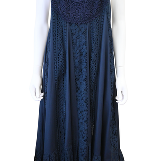 LOEWE | Navy Blue Lace Poplin Dress