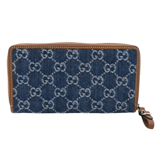 GG Denim Zip Around Wallet