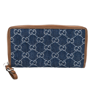 GG Denim Zip Around Wallet