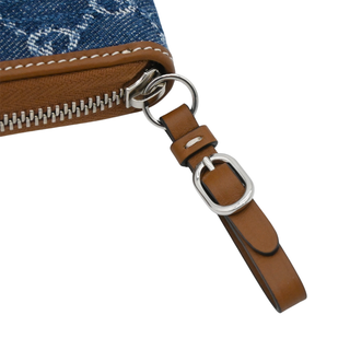 GG Denim Zip Around Wallet